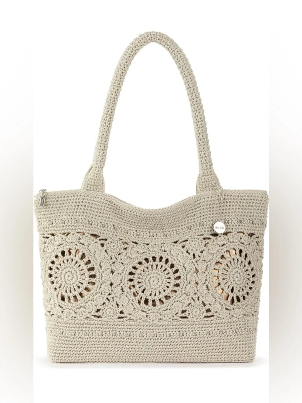 The Sak Crafted Classics Tote Crochet Natural Medallion Everyday Shoulder Bag - Picture 2 of 16